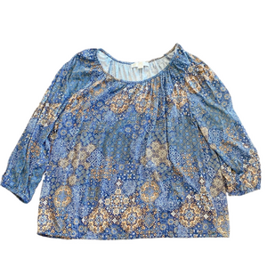 Michael Kors Navy Gold Cinched Hem Top XL